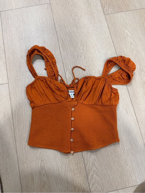 Urban Outfitters Tops - Urban Outfitters Rust Smocked Button-Front Tank Top